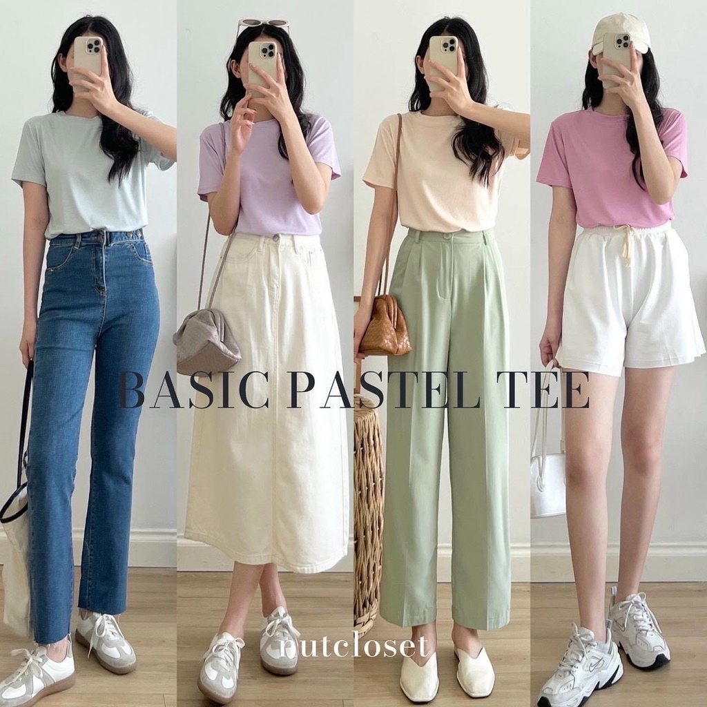 Áo thun tăm trơn chất nhẹ mát bảng màu pastel hami 0689