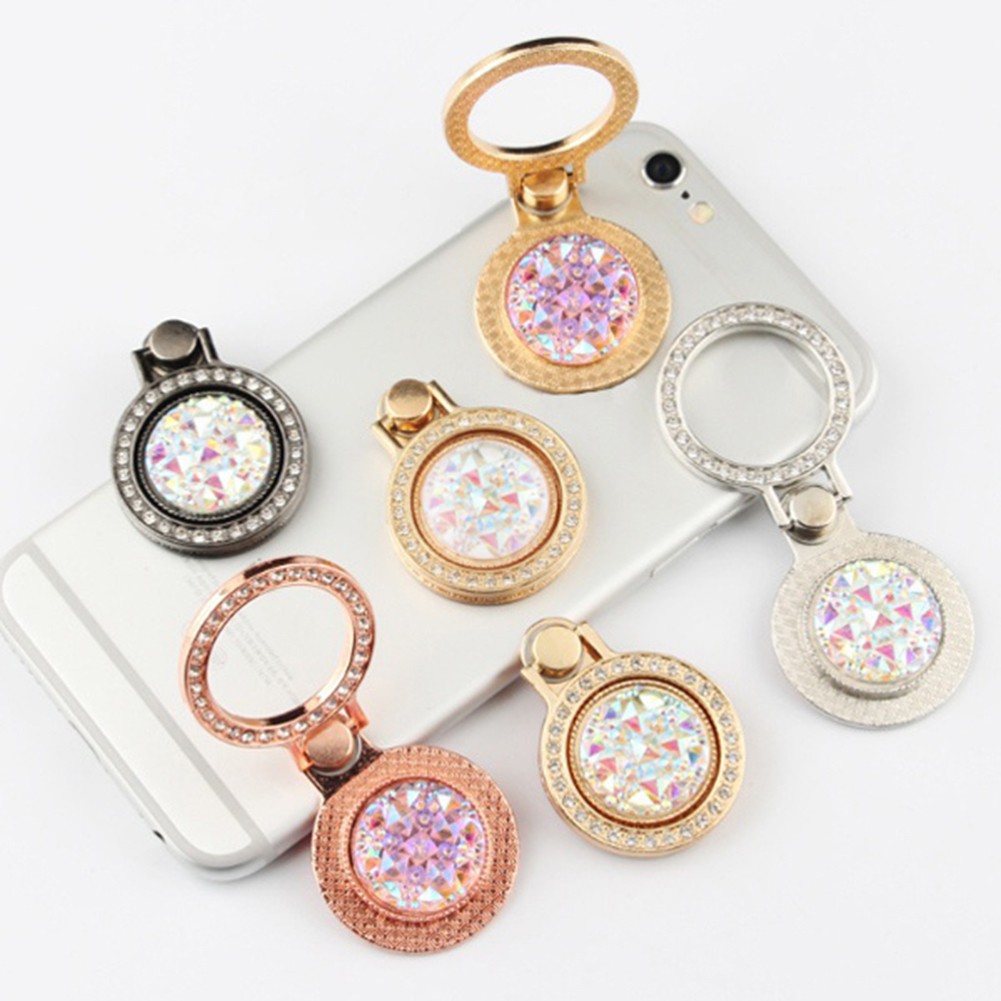 Giá đỡ điện thoại dạng vòng tròn xỏ ngón tay đính đá sáng bóng dành cho iPhone iPad | BigBuy360 - bigbuy360.vn