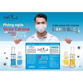 Gel rửa tay khô diệt khuẩn 24PLUS chứa NANO BẠC (200ml)
