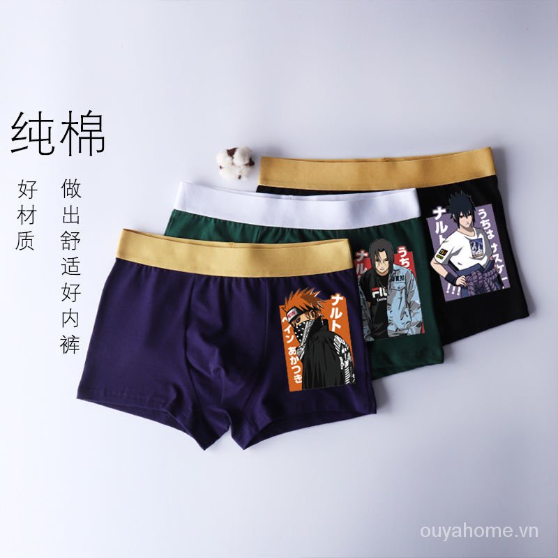Quần lót cotton dáng rộng in hoạ tiết hoạt hình Naruto dành cho nam giới