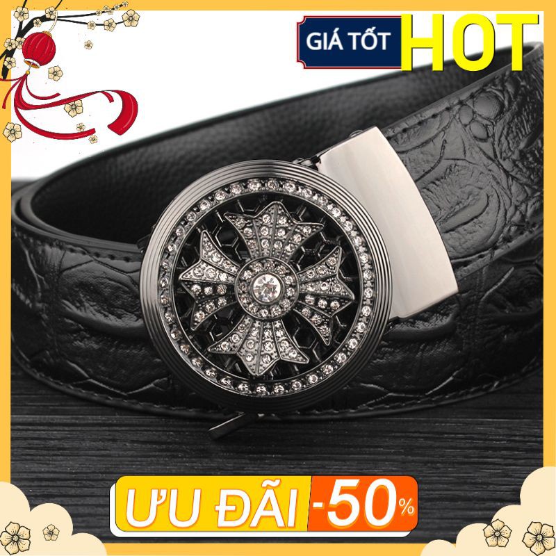 Thắt lưng nam chất liệu da thật khóa tự động hàng hiệu cao cấp