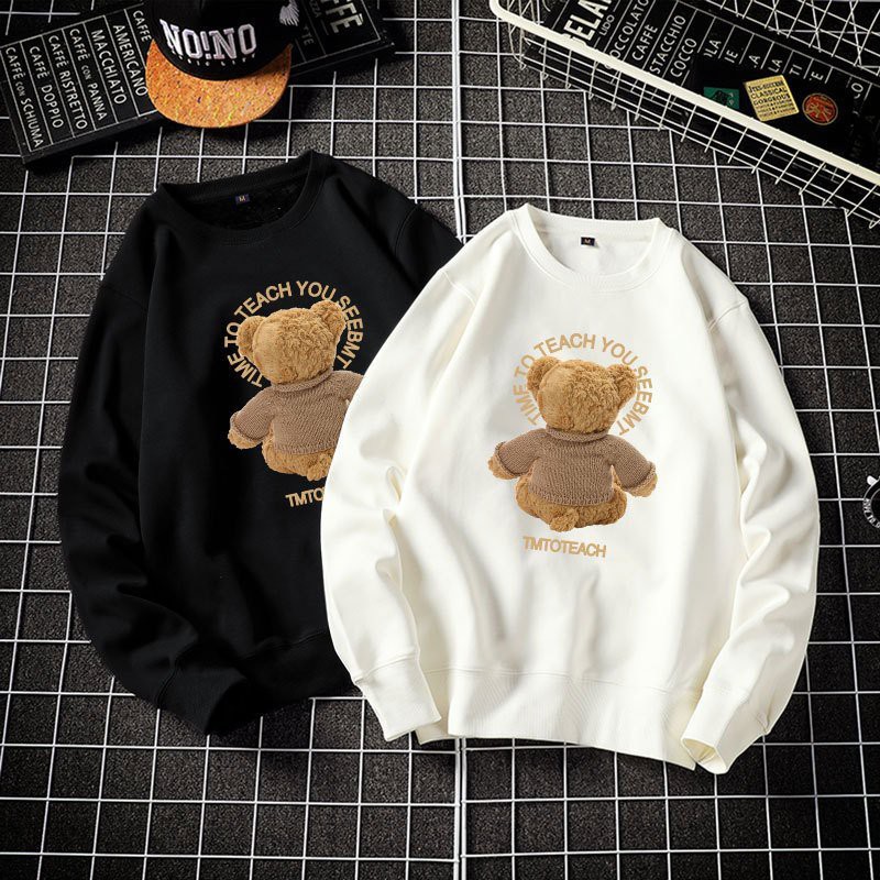 Áo Thu Đông, Áo Sweater đôi Dài Tay - In hình 3D Con Gấu - Giá chỉ 1 áo