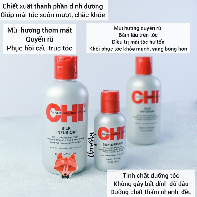 [Hàng USA] Tinh dầu dưỡng tóc dành cho tóc khô khó vào nếp CHI Silk Infusion (59ml/177ml)