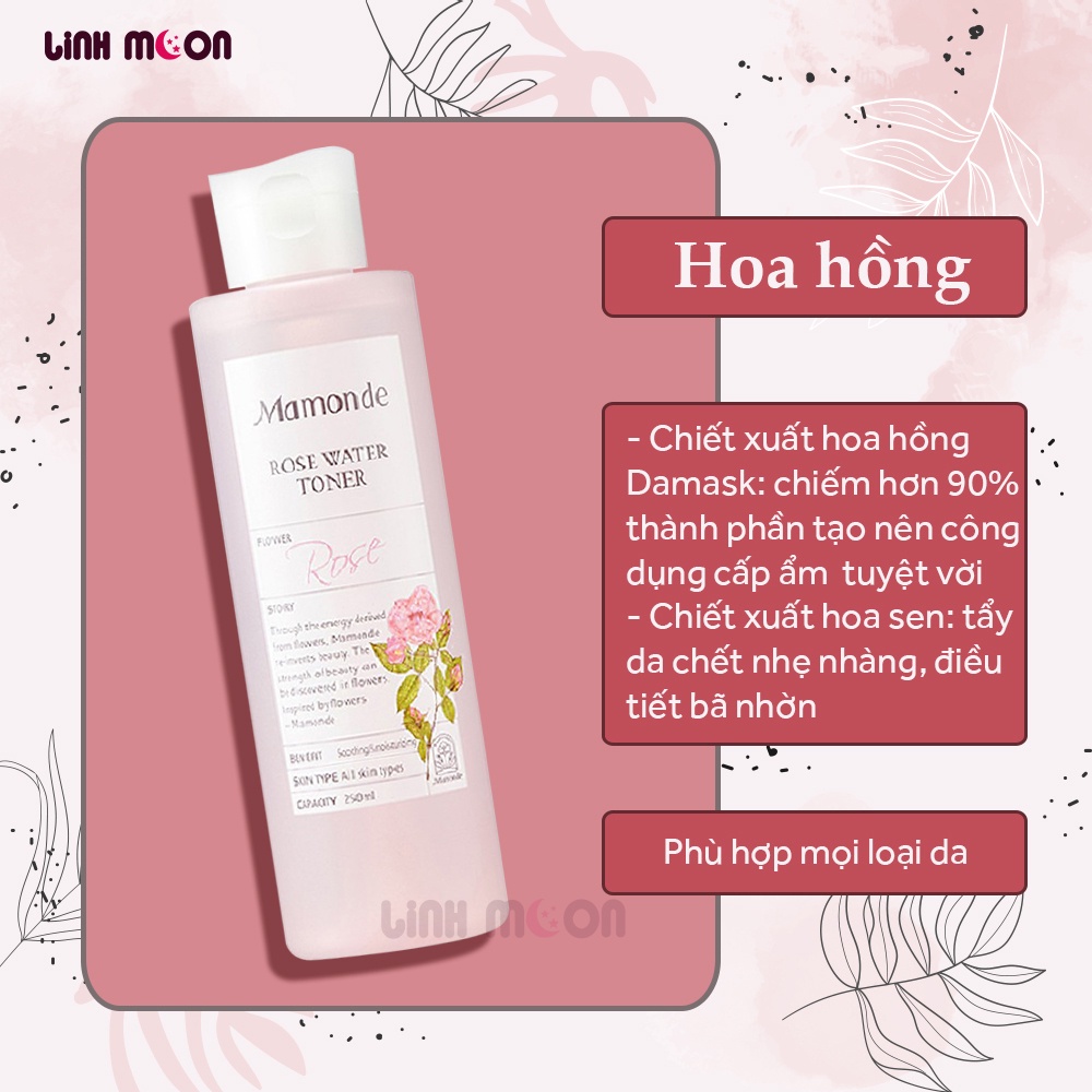 Nước hoa hồng Mamonde Toner 250ml - Cấp ẩm, kiềm dầu, se khít lỗ chân lông