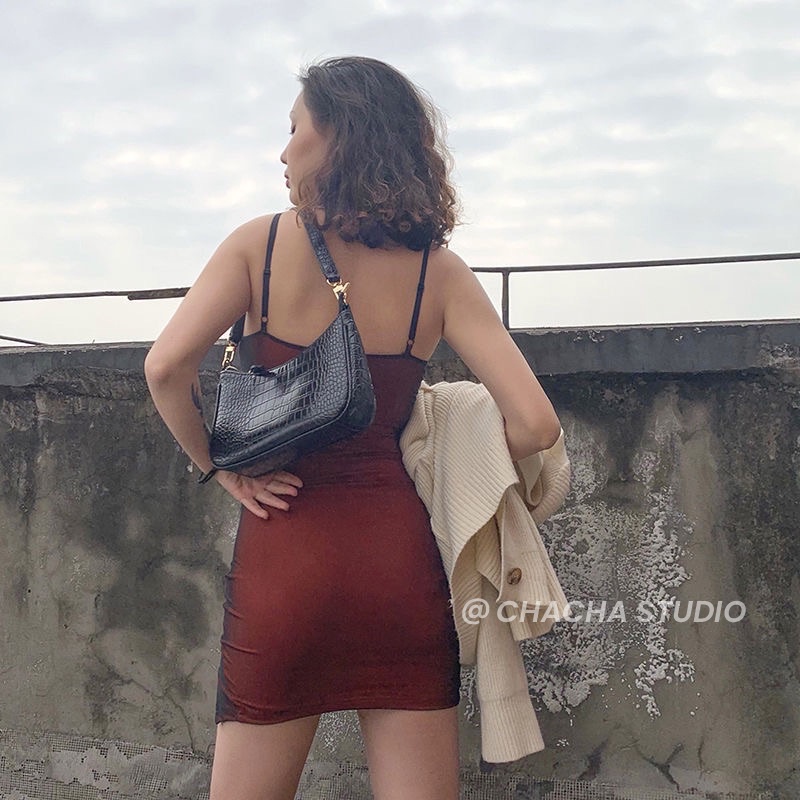 CHACHA｜Đầm 2 dây dáng ôm xẻ tà bên hông thời trang mùa hè cho nữ