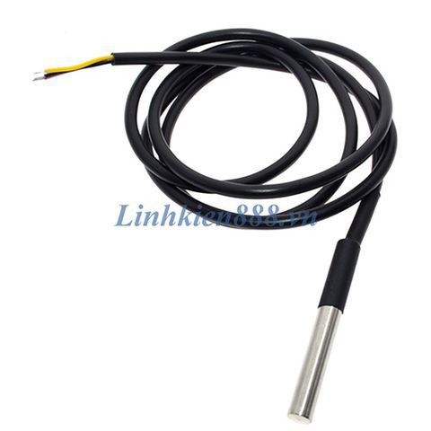 Cảm Biến Nhiệt Độ DS18B20 Chống Nước Đầu Dò Bằng Thép Không Gỉ Cáp Dài 1m