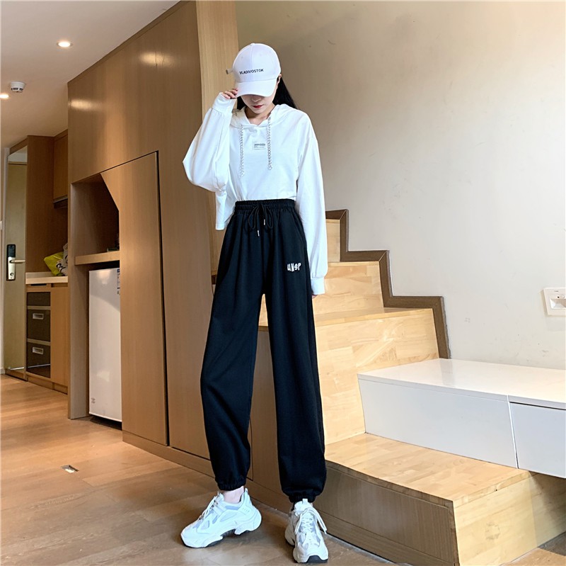 Quần Dài Thể Thao Lưng Thun Thêu Chữ Năng Động Thời Trang Cho Nữ