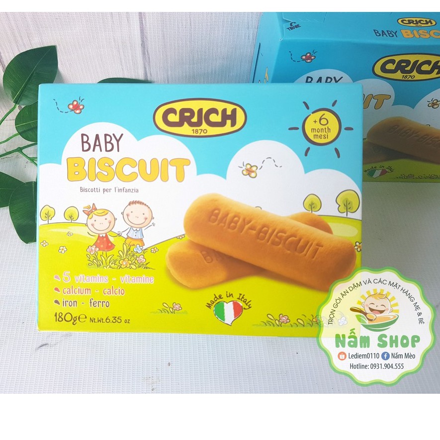 [MẪU MỚI] Bánh Ăn Dặm Ý Crich Baby Biscuit bé 6+ [HSD 4/2022] 180 gram
