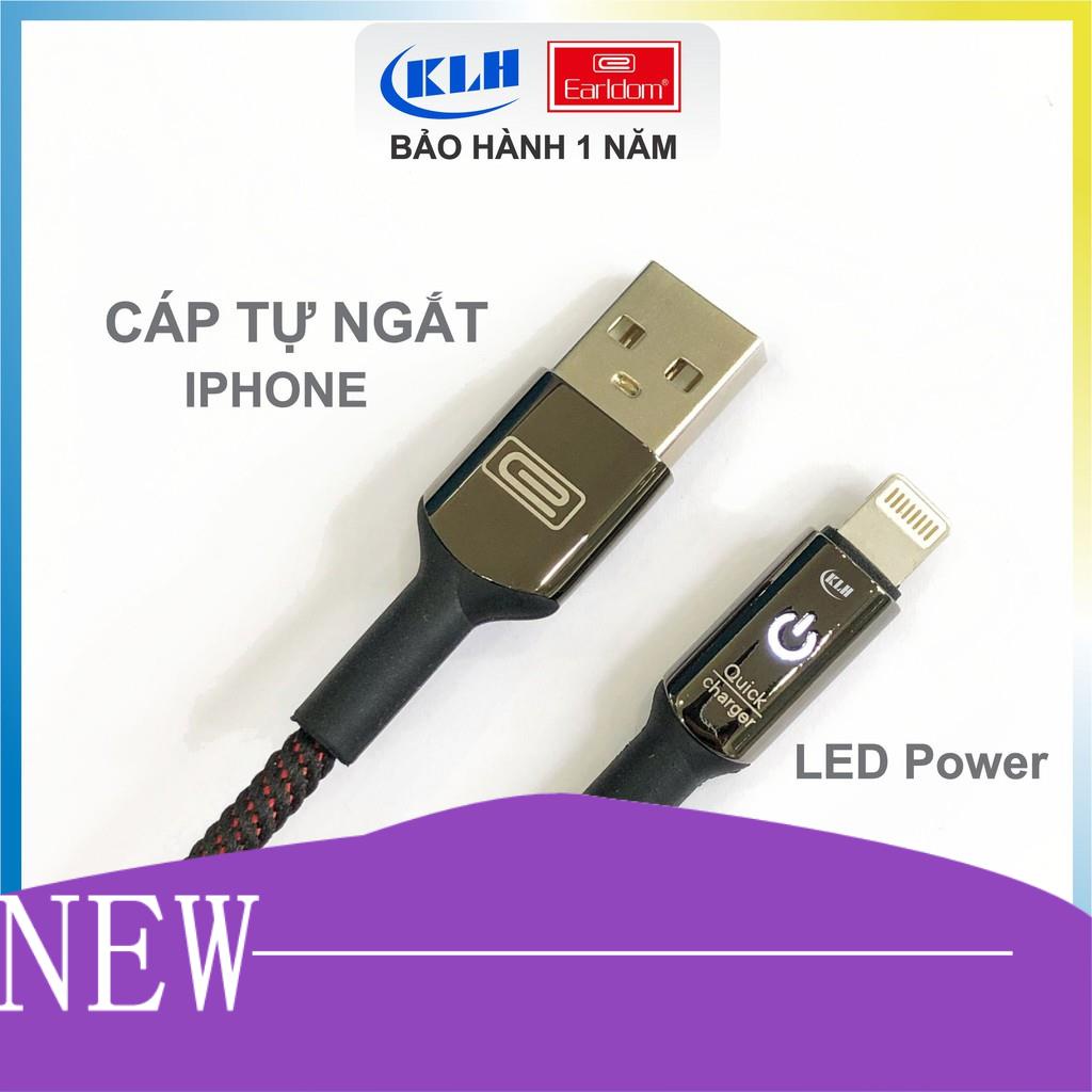 Cáp sạc tự ngắt Iphone 063i, dây xạc bọc dù có đèn led báo, tương thích củ cóc sạt nhanh cho Ip 5/6/7/8/x/1