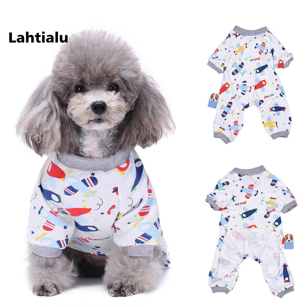 Bộ đồ ngủ liền thân mềm mại in họa tiết máy bay cho thú cưng