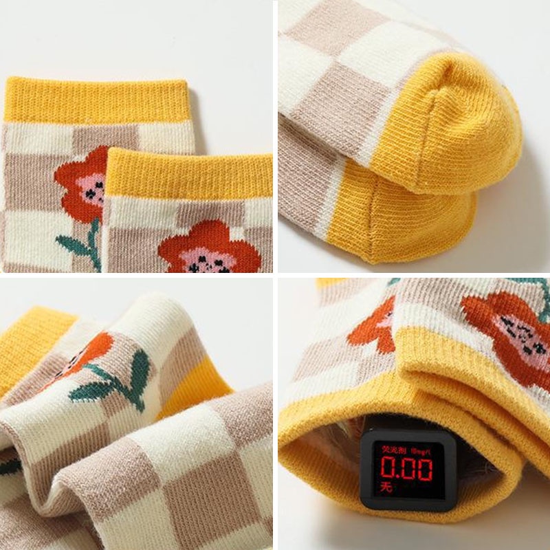 Set 5 Đôi Tất Cotton Mềm Mại Co Giãn Giữ Ấm Mùa Đông Cho Bé Gái