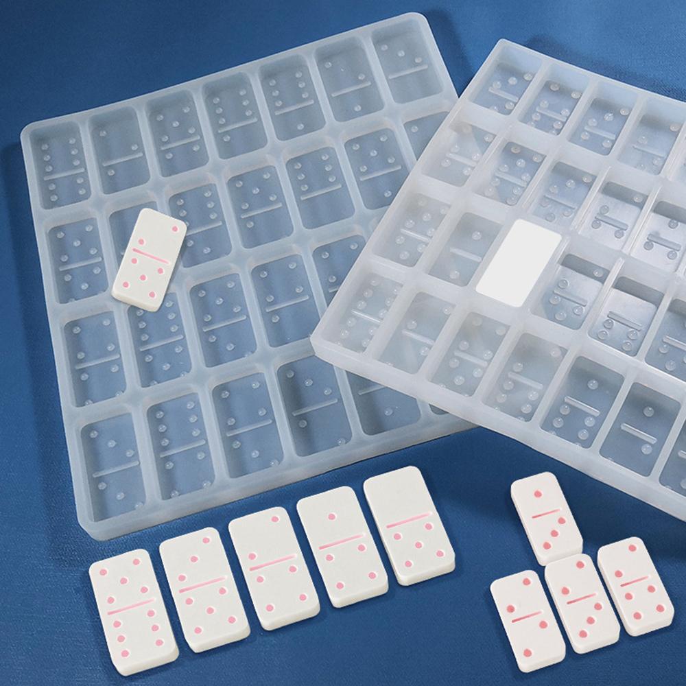 Khuôn Làm Bánh 28 Ngăn Hình Quân Cờ Domino Bằng Nhựa Epoxy Độc Đáo DIY