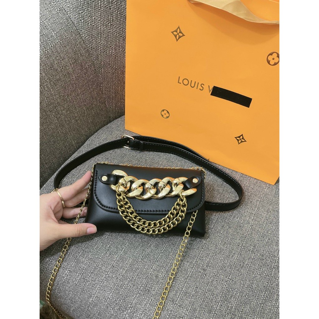 Túi Đeo Thắt Lưng Phụ Dây Xích Vàng Siêu Hot 2021