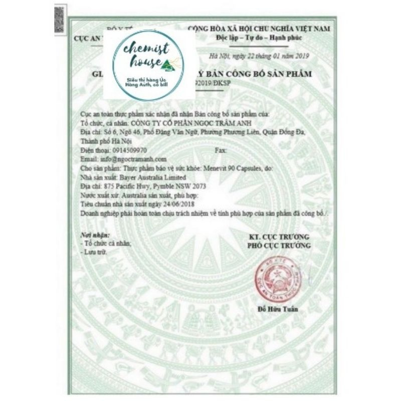 Menevit Tăng Chất Lượng Tinh Trùng 30 viên và 90 viên