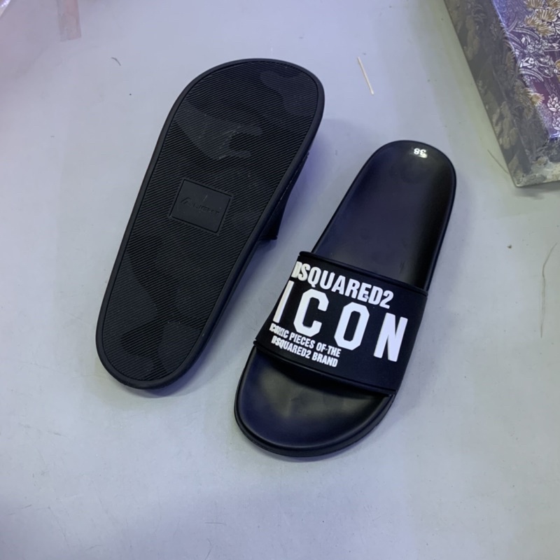 DÉP DSQ HOẠ TIẾT CHỮ ICON CAO SU NỔI