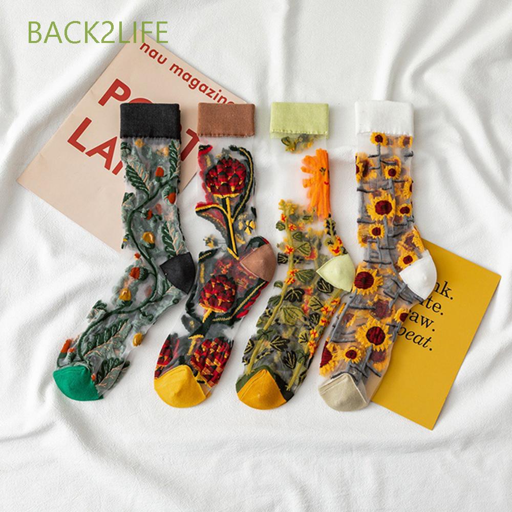 Tất Lưới Thêu Hoa Thời Trang Cho Nữ Back2Life