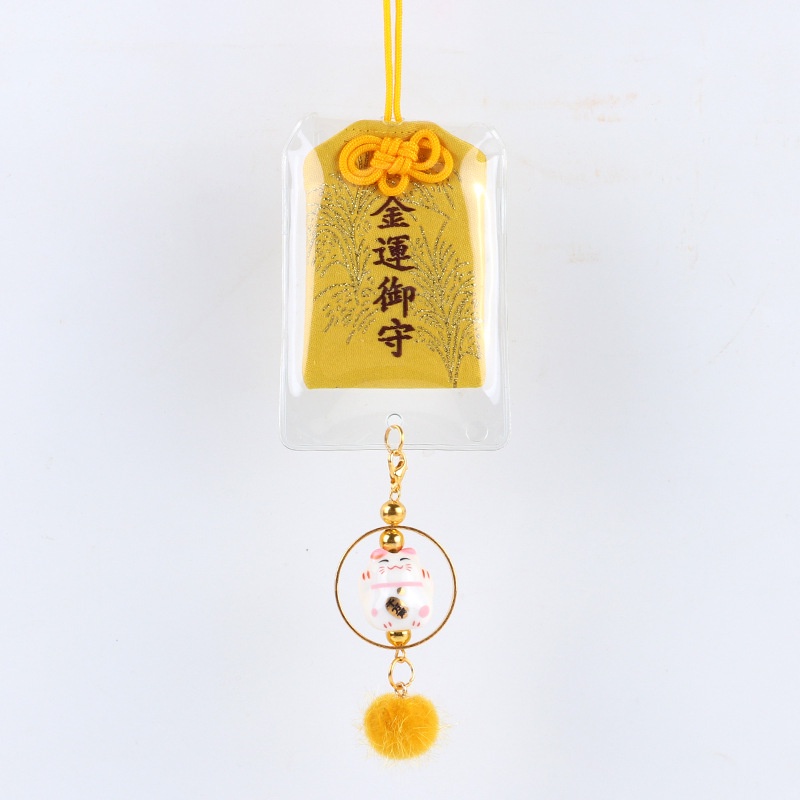 Túi Phước May Mắn Omamori Mèo May mắn Bọc Vỏ Silicon tặng Đá Ngũ Sắc