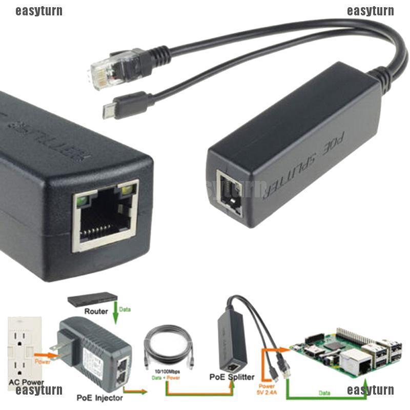 🌸ĐẦY ĐỦ 🌸 Active PoE Splitter Power Over Ethernet 48V to 5V 2A Micro USB Adapter 10W
