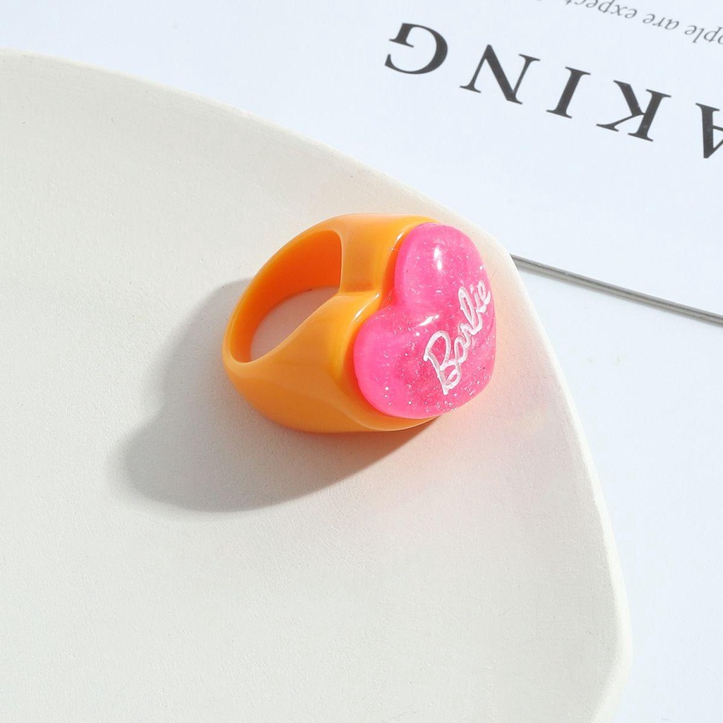 Nhẫn Resin Họa Tiết Trái Tim / Chữ Hoạt Hình Dễ Thương Thời Trang Cho Nữ