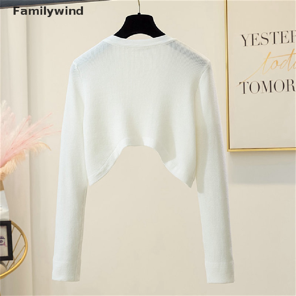 Familywind &gt; Áo Khoác Cardigan Màu Trơn Thoáng Khí Phong Cách Hàn Quốc Dễ Phối Đồ Cho Nữ