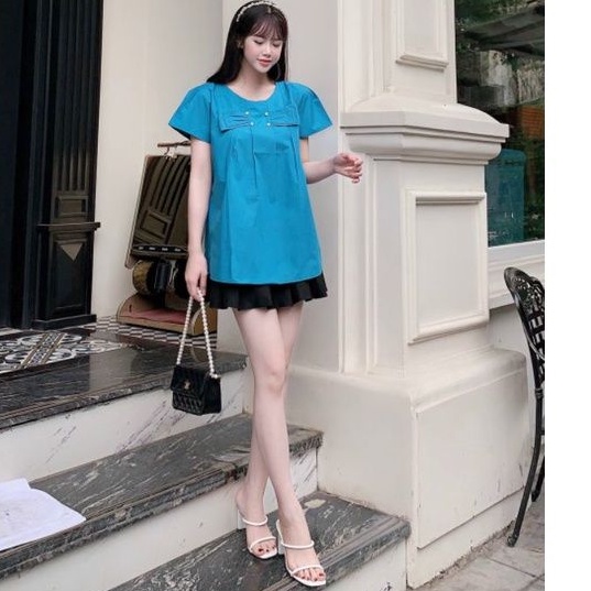 Áo bầu - áo bầu công sở đẹp chất đũi hàn freesize cho mẹ bầu tới 70kg