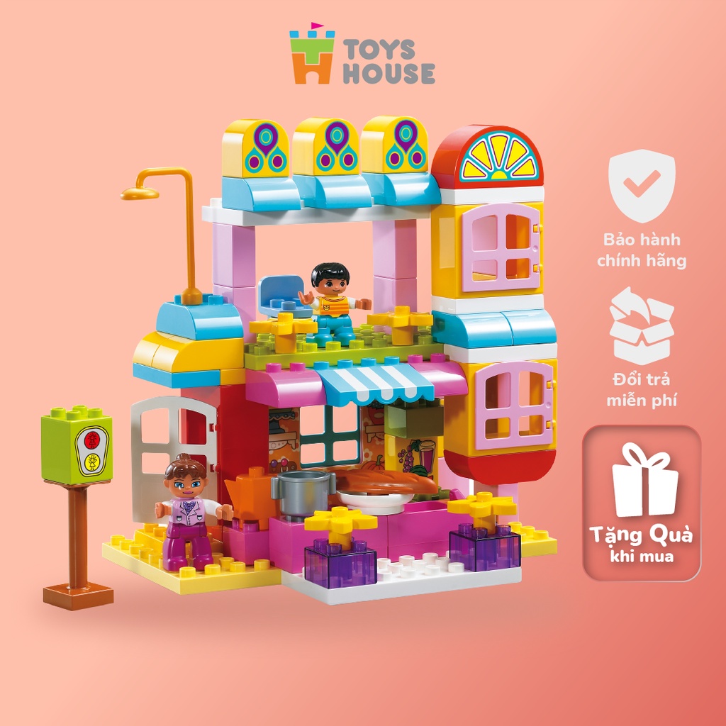 Bộ đồ chơi lắp ráp smoneo duplo 81 chi tiết mô hình Nhà hàng vui vẻ Toyshouse 55002