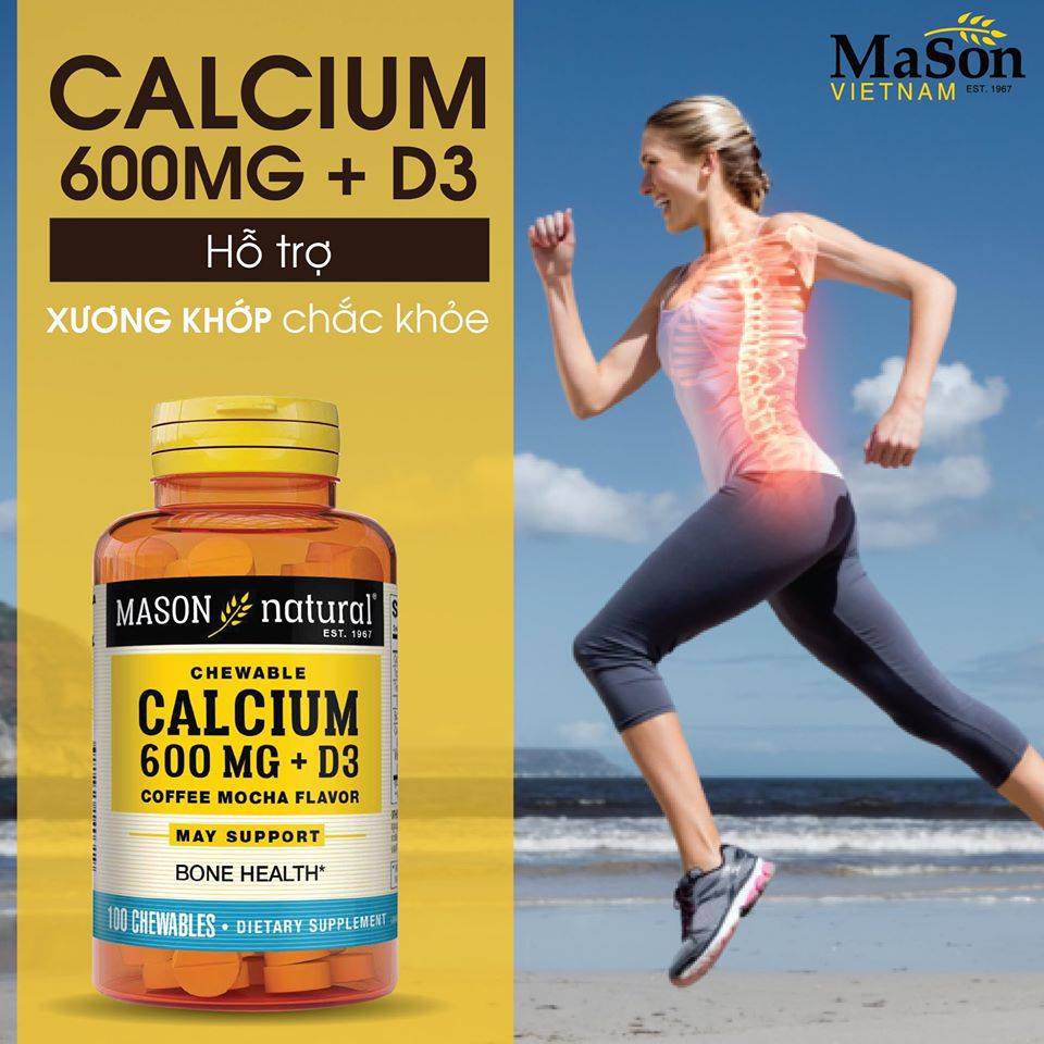 Calcium 600mg + D3 Mason Natal Hộp 100 Viên - Hỗ Trợ Sức Khoẻ Xương Khớp
