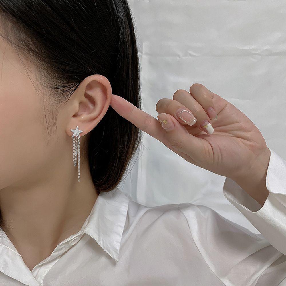 Bông Tai Tua Rua Hình Mặt Trăng Ngôi Sao Bằng Đồng VANES1 Cho Nữ