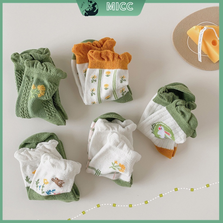 Set 5 Đôi Vớ Bằng Vải Cotton Thoáng Khí Dễ Thương Chất Lượng Cao Cho Trẻ Em