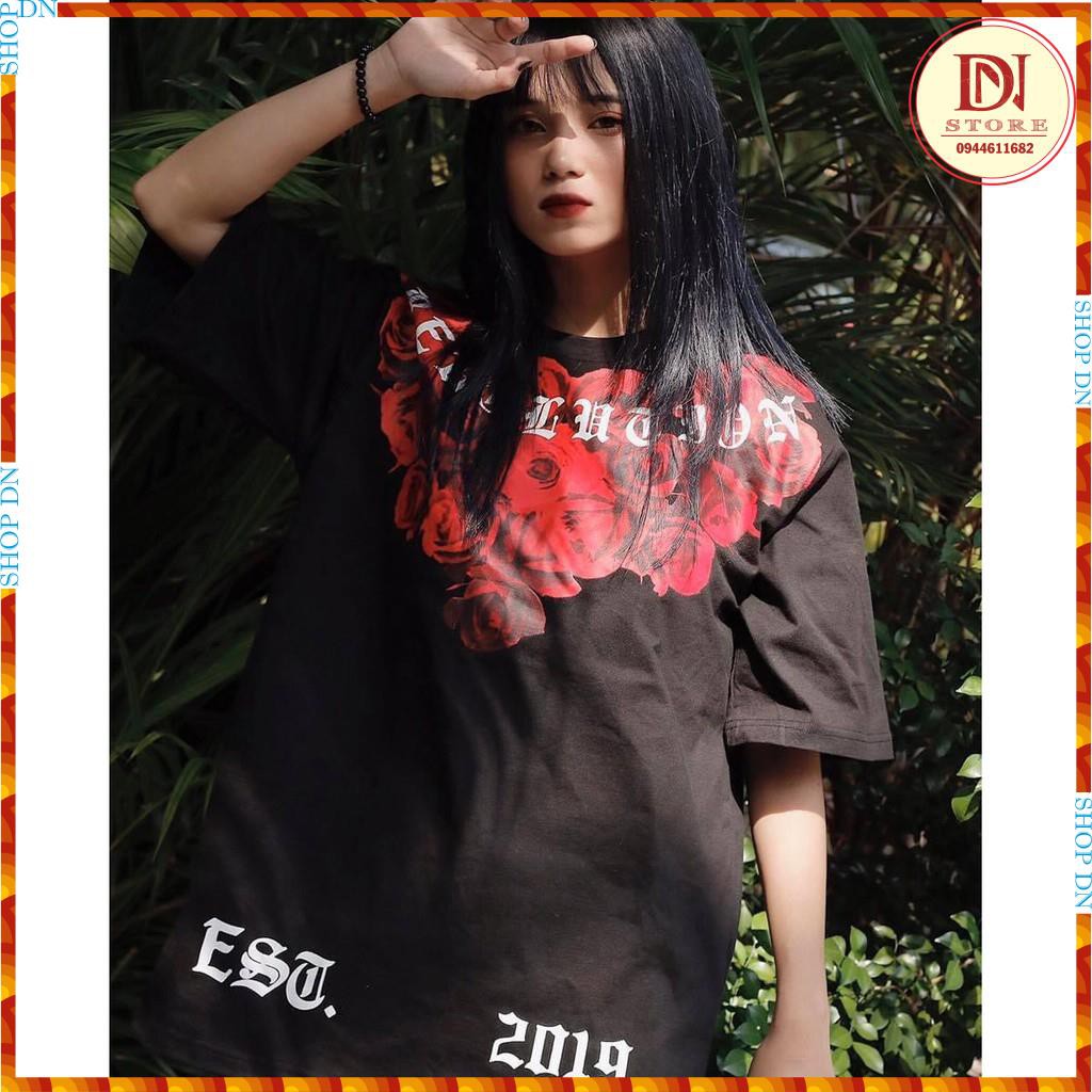 áo thun cotton cao cấp 1miken,tay lỡ from rộng phông nam nữ in nổi 5D hoa hồng jose | BigBuy360 - bigbuy360.vn