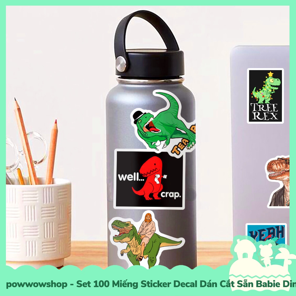 [Sẵn VN - Hỏa Tốc] Set 100 Miếng Sticker Decal Cắt Sẵn DIY Dán Trang Trí Vật Dụng Mẫu Babie Dinosaur Collection