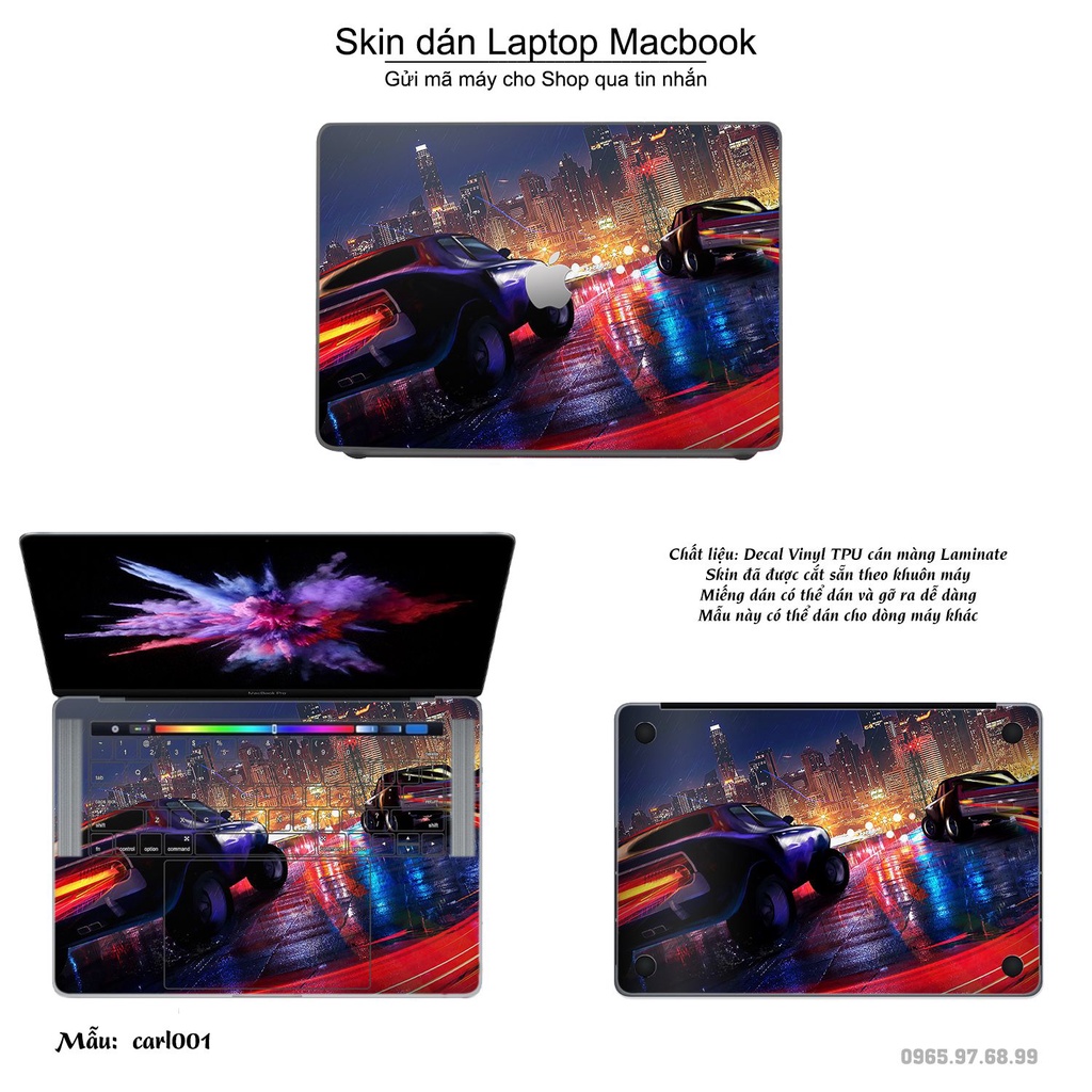 Skin dán Macbook mẫu xe hơi (đã cắt sẵn, inbox mã máy cho shop)