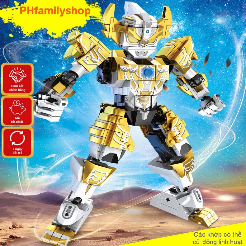 Đồ chơi cho bé trai Ultraman, Lego Robot đồ chơi phát triển trí tuệ lắp ráp anh hùng Siro giúp trẻ tư duy sáng tạo