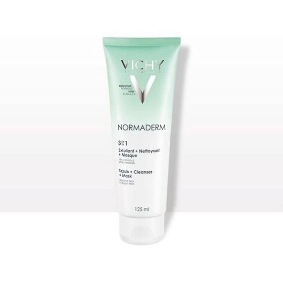 [CHÍNH HÃNG] Mặt nạ làm sạch tế bào chết dành cho da dầu mụn Vichy Normaderm 3 in 1 Scrub + Cleanser + Mask 125ml