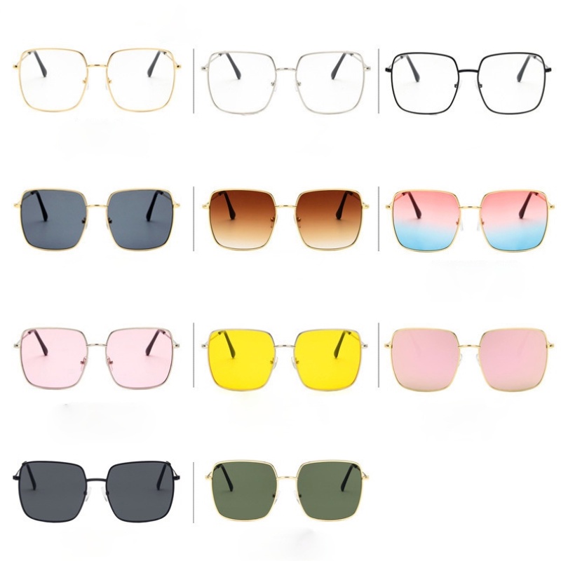 Mắt kính gọng kim loại hình đa giác thời trang Hàn Quốc