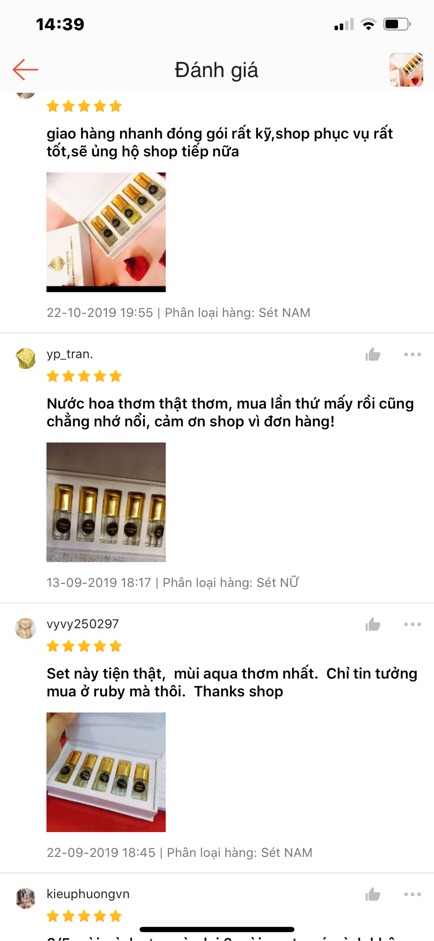 Set lăn 25ml Tinh dầu nước hoa Dubai có mùi nam/ nữ