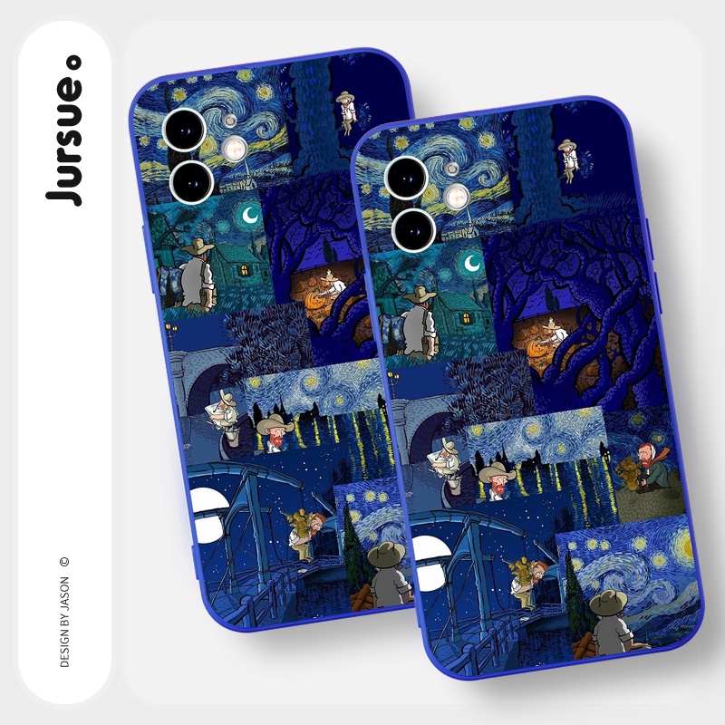Ốp lưng JURSUE mềm viền vuông chống sốc hình độc lạ Cho iPhone 14 13 12 11 Pro Max SE 2020 X XR XS 8 7 ip 6S 6 Plus Y2267