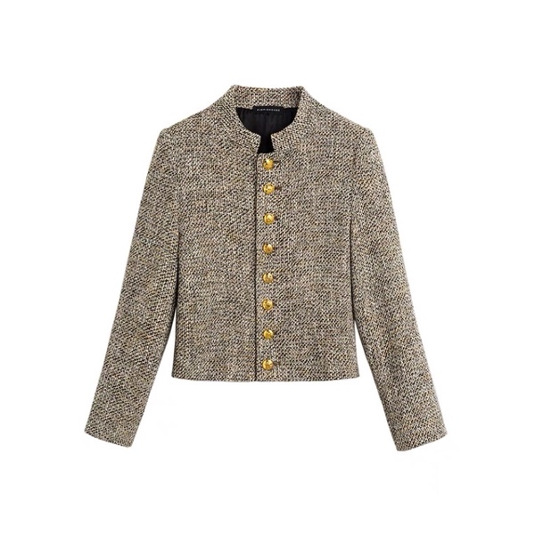 Áo dạ tweed màu muối tiêu 2 lớp dày dặn. Áo dạ tweed dáng ngắn dành cho nữ