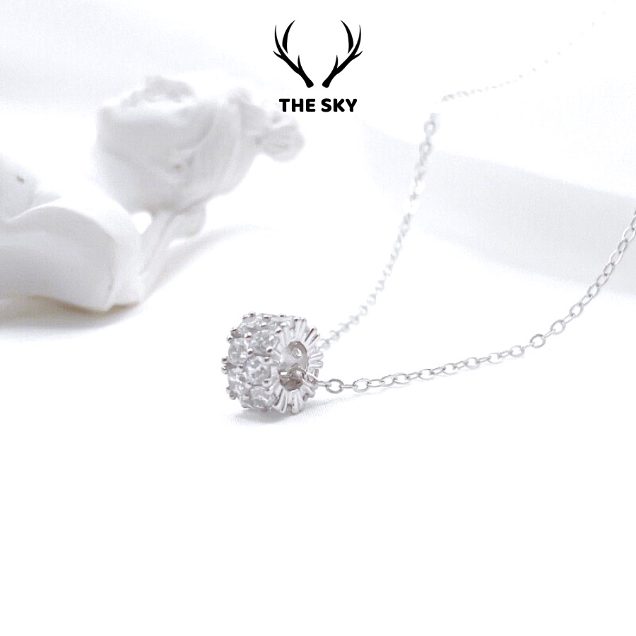 Dây Chuyền Bạc THE SKY Sợi Mảnh Kèm Mặt Bánh Xe đính đá sang trọng hot Trend DC1020