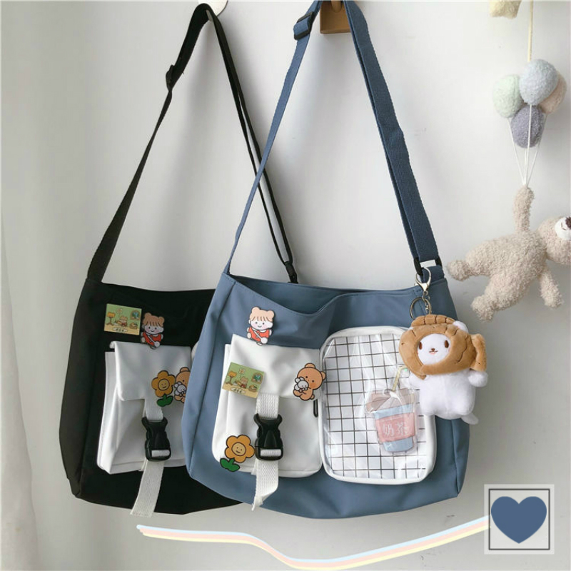 [Mã FASHIONCB264 giảm 10K đơn bất kỳ] Túi Vải Canvas Đeo Vai Phong Cách Hàn Quốc Xinh Xắn Dành Cho Nữ