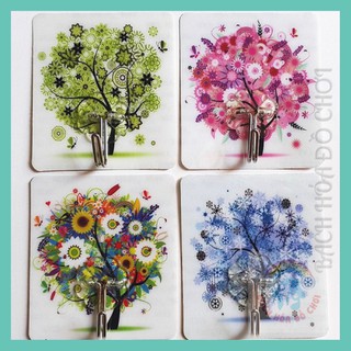 Móc dán tường 💖FREESHIP💖 treo tường trong suốt 3D in họa tiết 5.0 - siêu dính chịu lực 8x9cm