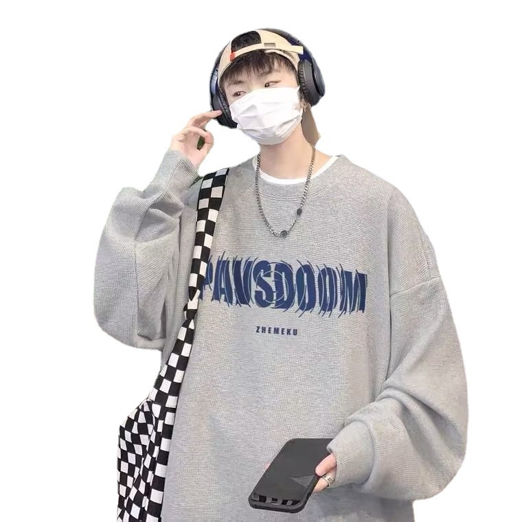 Áo Hoodie Nam Cổ Tròn Dài Tay Dáng Rộng Phong Cách Âu Mỹ
