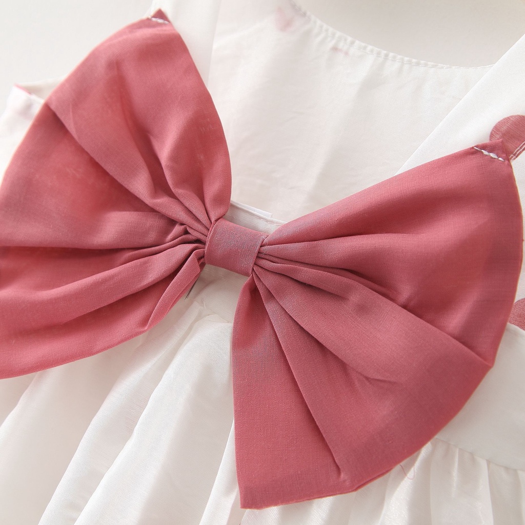 Set đầm công chúa 2 dây không tay in họa tiết chấm bi + mũ dễ thương thời trang mùa hè dành cho bé gái