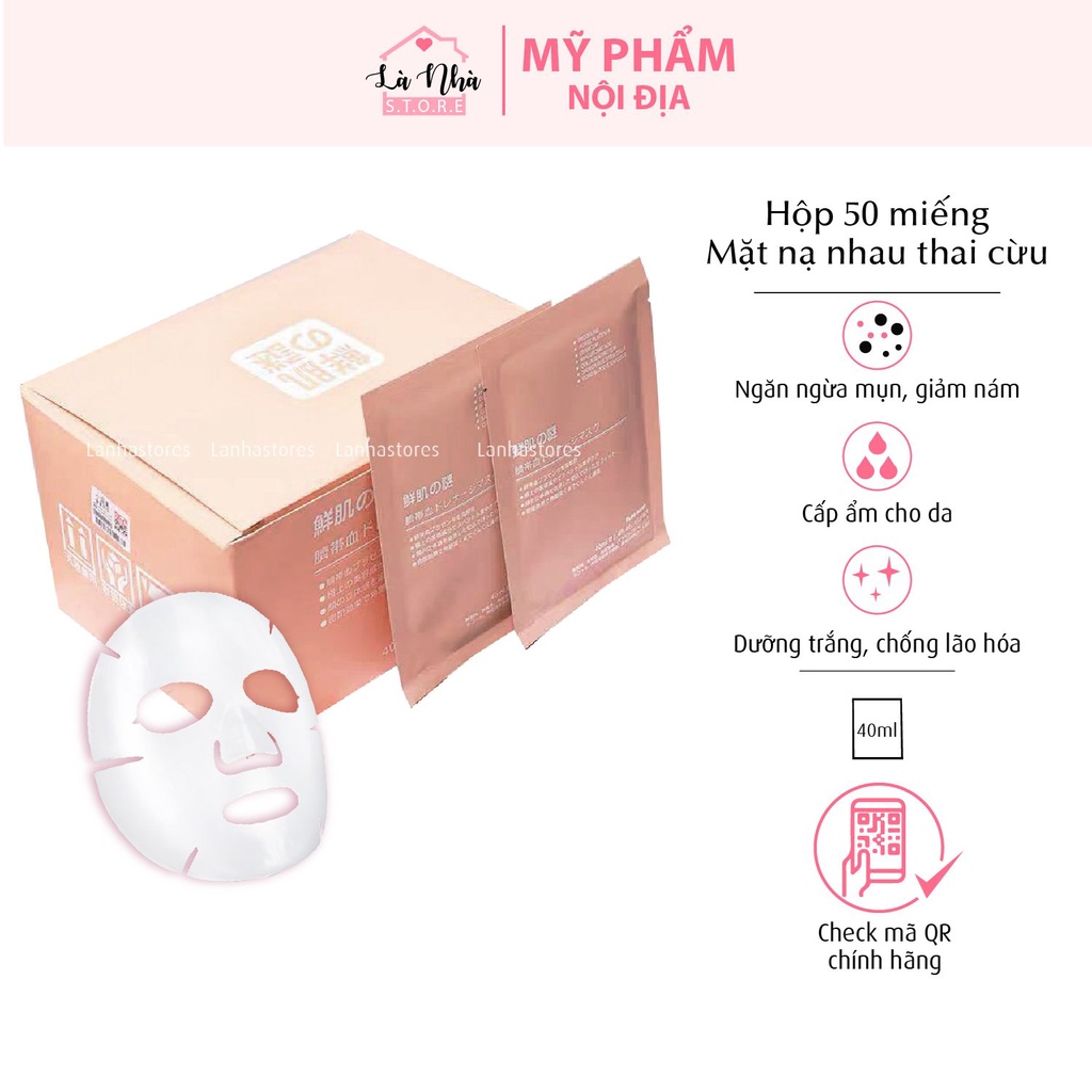 Mặt Nạ Nhau thai ⚜️FREESHIP⚜️ Mặt Nạ Rwine Beauty Stem Cell Placenta Mask Nhật Bản (Hộp 50 Miếng)