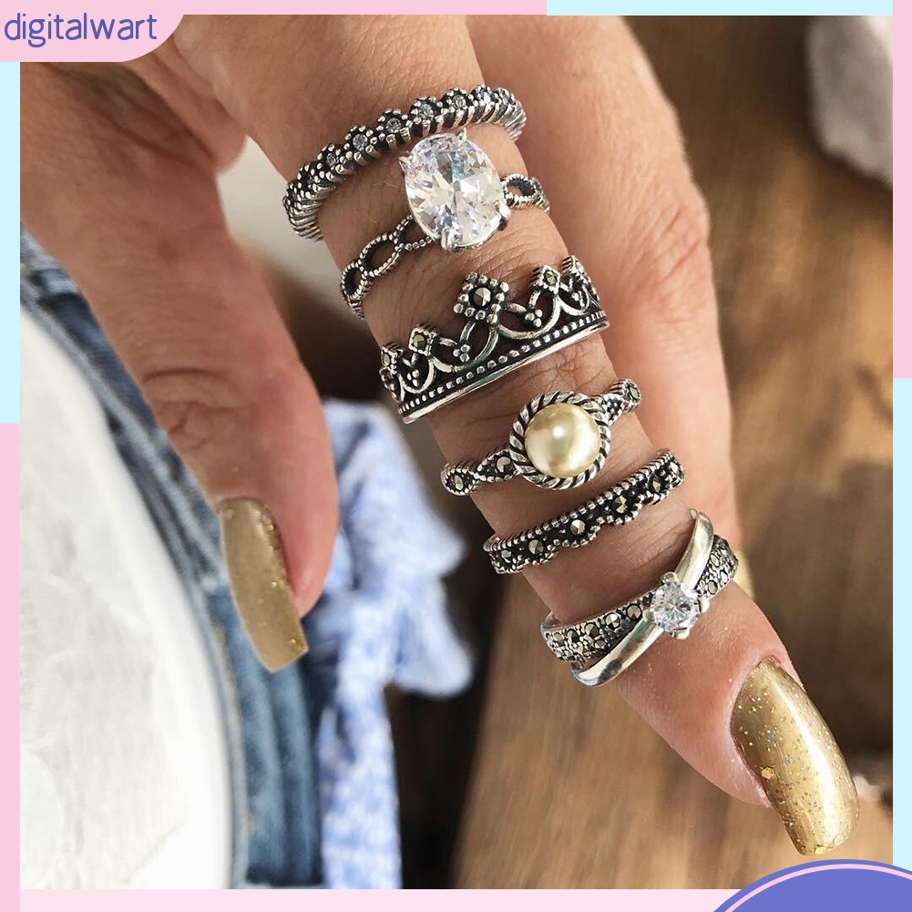 Set 6 nhẫn nữ họa tiết đa dạng thời trang