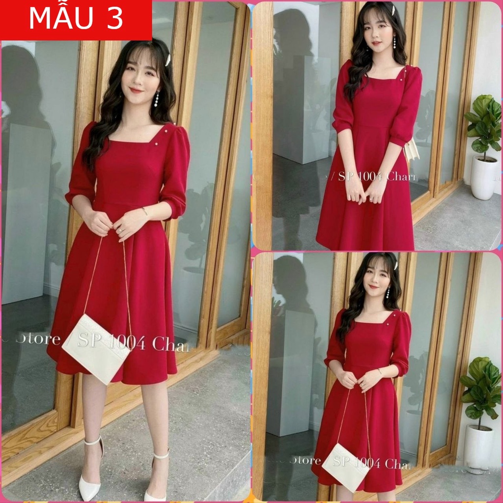 Đầm Xinh dạo phố đi tiệc đi chơi màu đỏ dễ thương