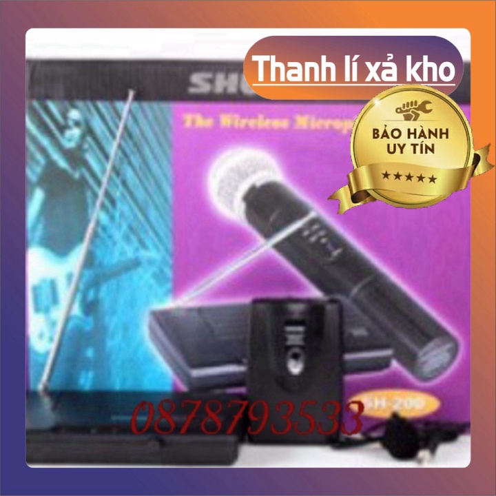 SIÊU RẺ -  Mic không dây Shure SH200 – Mic hat karaoke không dây cầm tay, phủ sóng cao