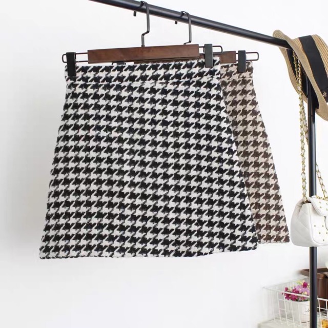 CHÂN VÁY DẠ CARO VẢI TWEED