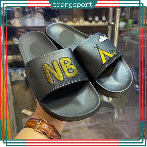Dép NB quai ngang nam nữ unisex thêu nổi hoạ tiết đơn giản Fullbox