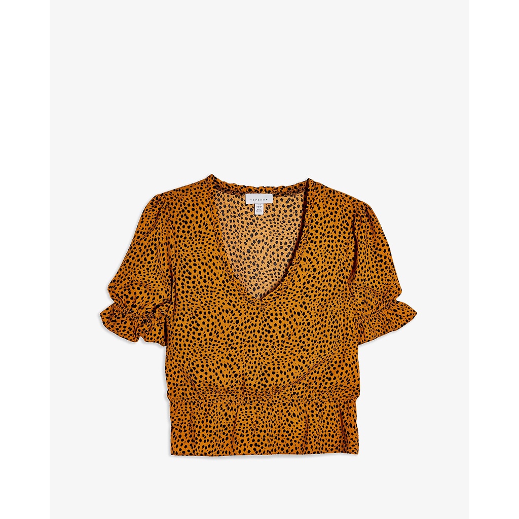 TOPSHOP - Áo kiểu nữ cổ V bo chun Yellow Print 13P01SYLW-060